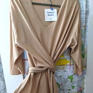 Tan midi light weight cotton dress